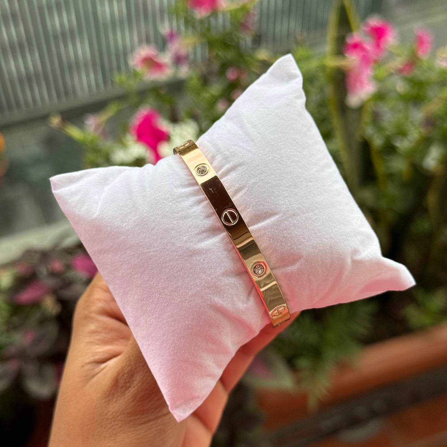 Classic Rose Gold Studded Bangle (Thin Wrist)