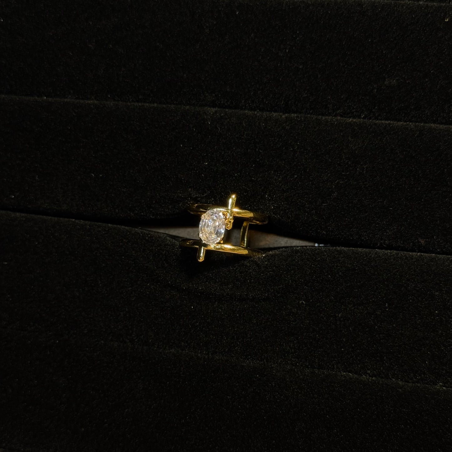 Cross Oval Solitaire Ring HOUSE OF LAILA