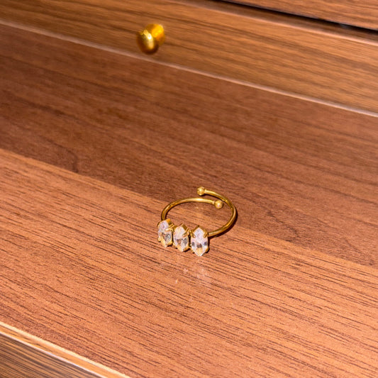 Crystal Petal Trio Ring