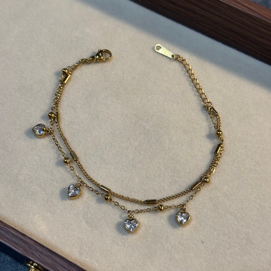 Cherished Heart Layered Chain Bracelet