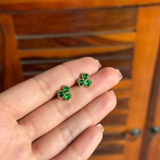 Emerald Clover Necklace + Earring Set