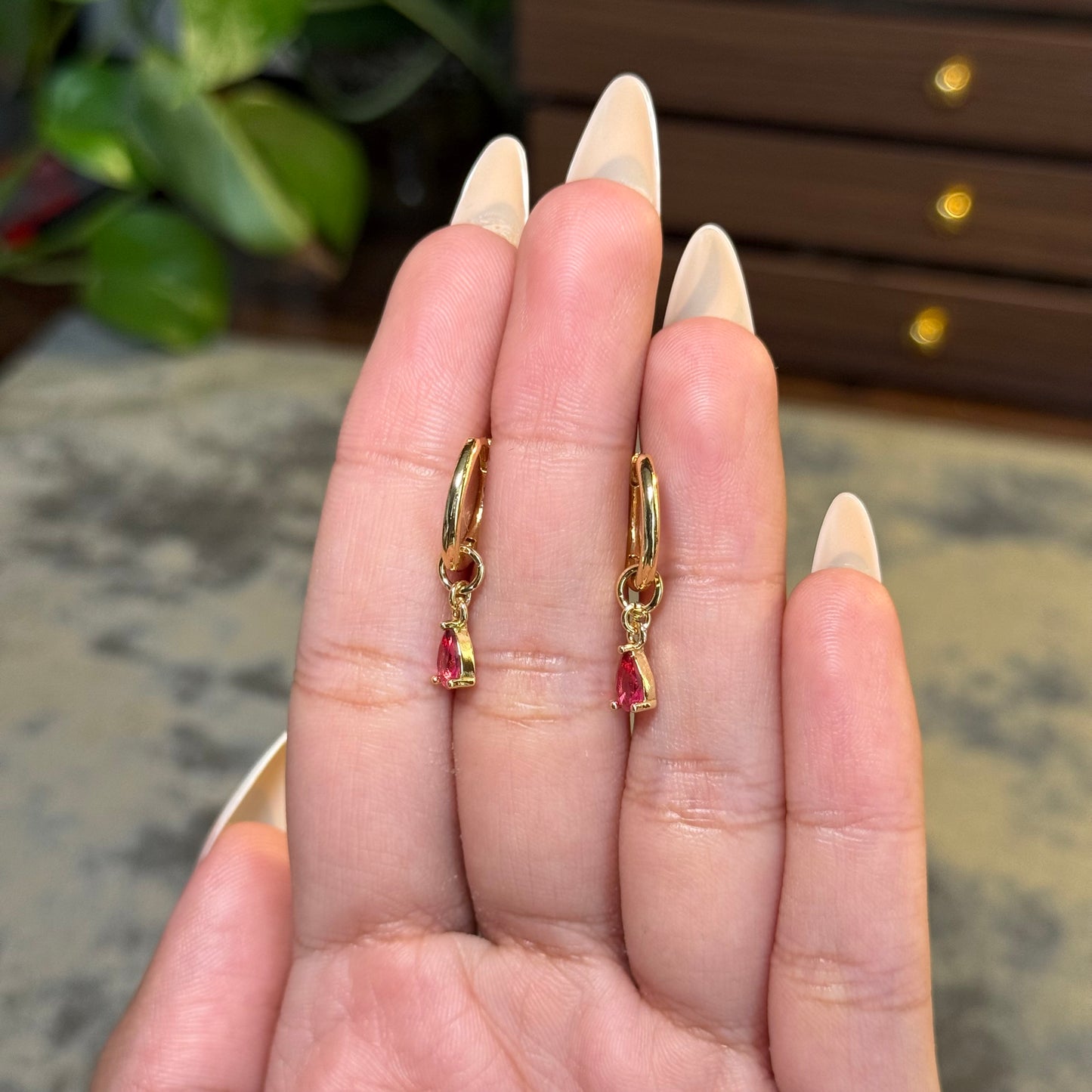 Blushing Teardrop Dangle Hoops
