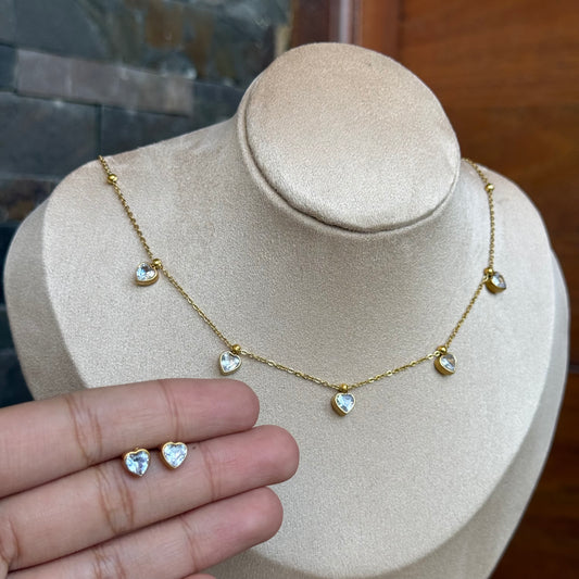 Ursula Heart Necklace + Earring Set