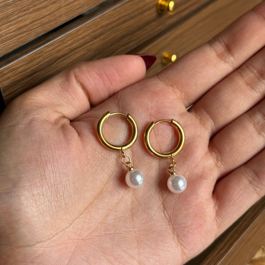 Pearl Drop Hoops