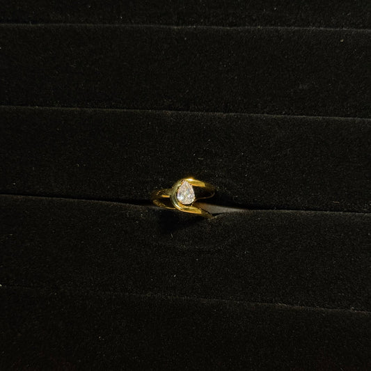 Pear Asymmetrical Band Solitaire Ring HOUSE OF LAILA