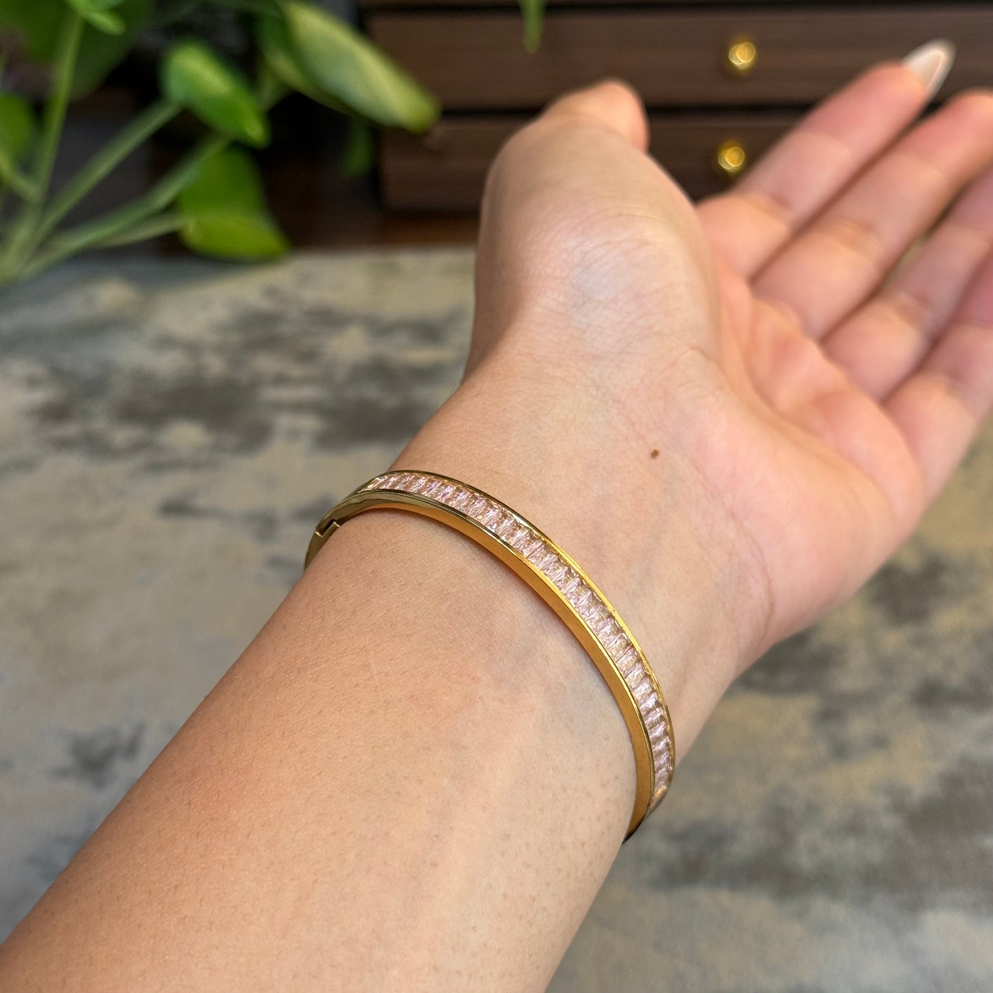 Blush Pink Line Bangle (Thin Wrist)