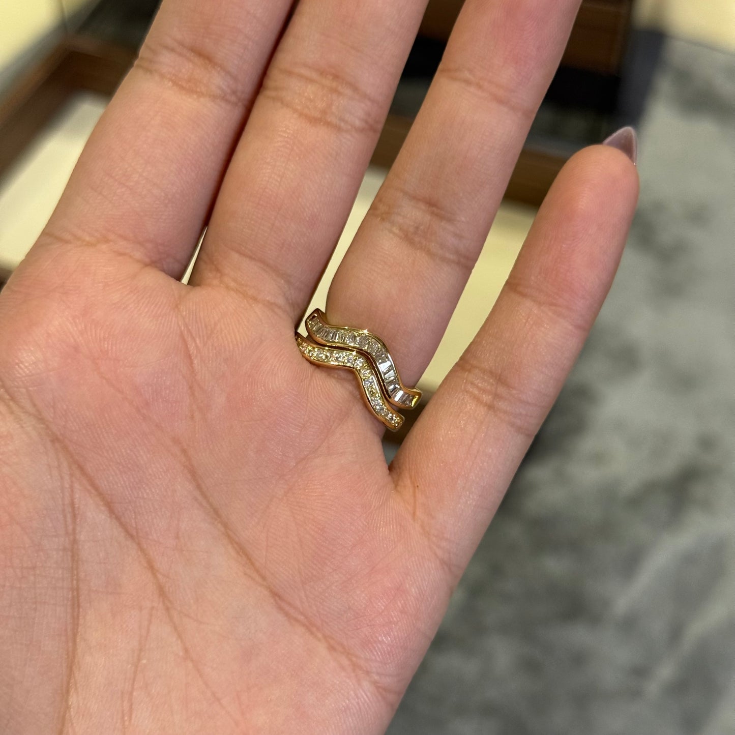 Clear Ripple Wave Ring