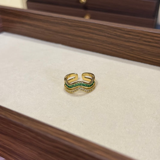 Emerald Ripple Wave Ring