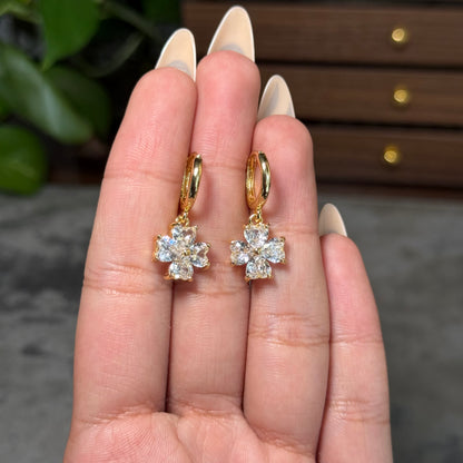 Clover Crystal Dangle Hoops
