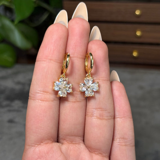 Clover Crystal Dangle Hoops