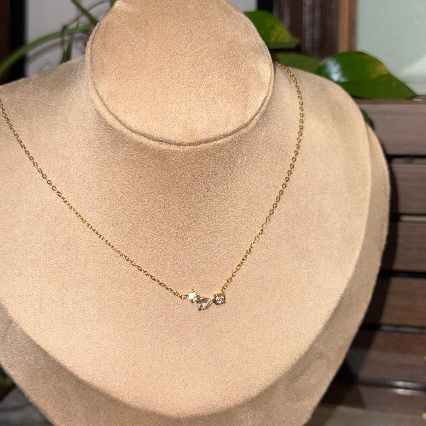 Offset Gem Drop Necklace
