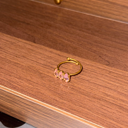 Rosé Petal Trio Ring