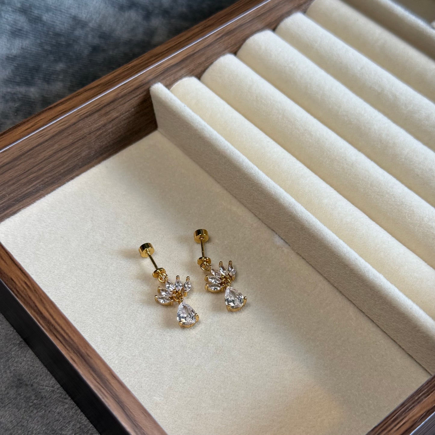 Crown Drop Dangle Ball-Back Studs