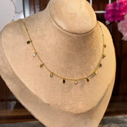 Dainty Studded Drop Necklace