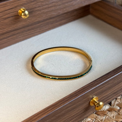Emerald Line Bangle (Thin Wrist)