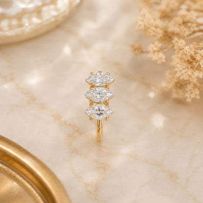 Crystal Petal Trio Ring