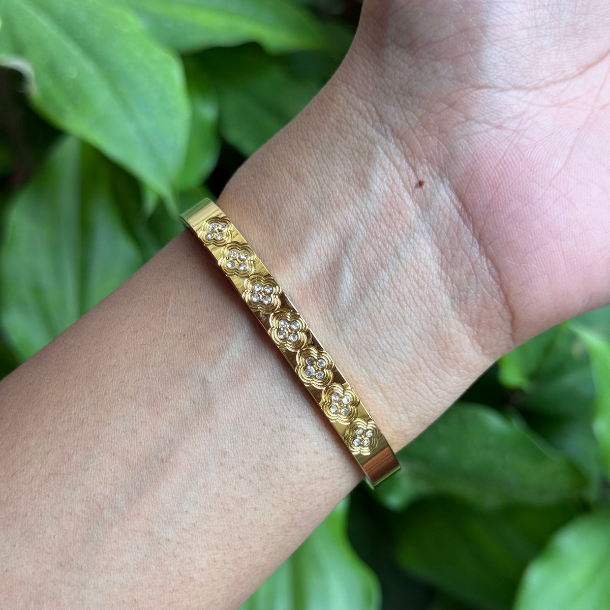 Flora Inset Bangle (Thin Wrist)