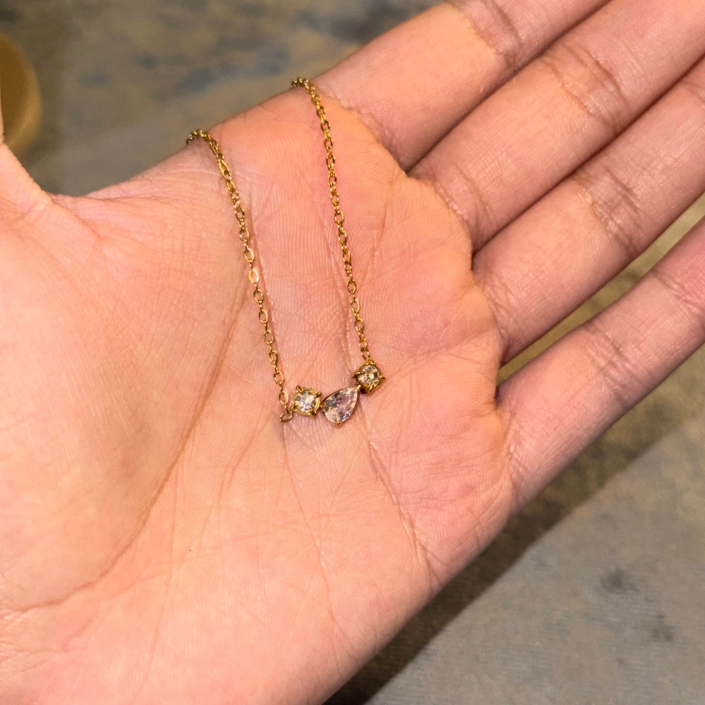Offset Gem Drop Necklace