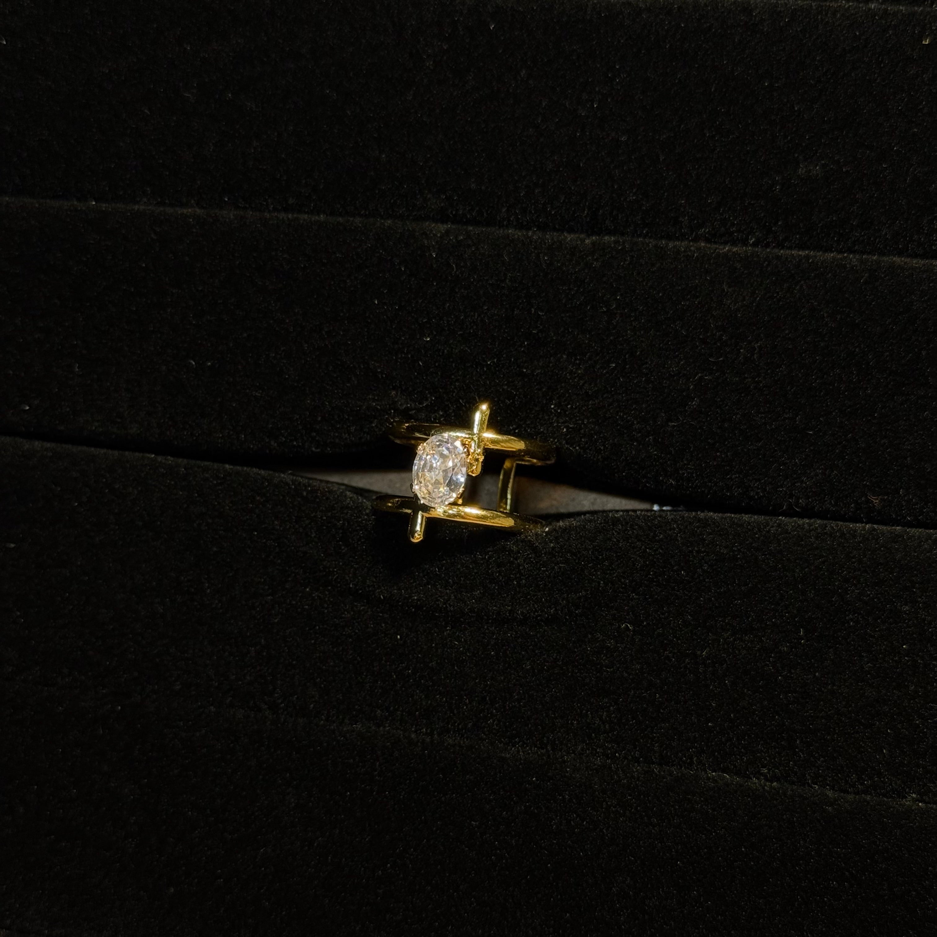 Cross Oval Solitaire Ring HOUSE OF LAILA