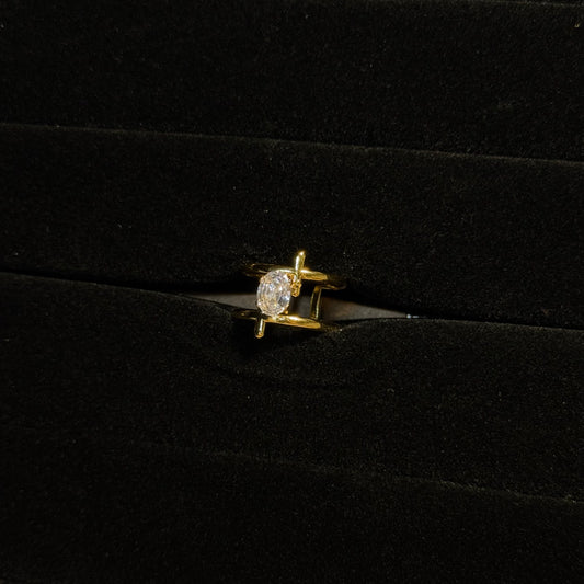 Cross Oval Solitaire Ring HOUSE OF LAILA