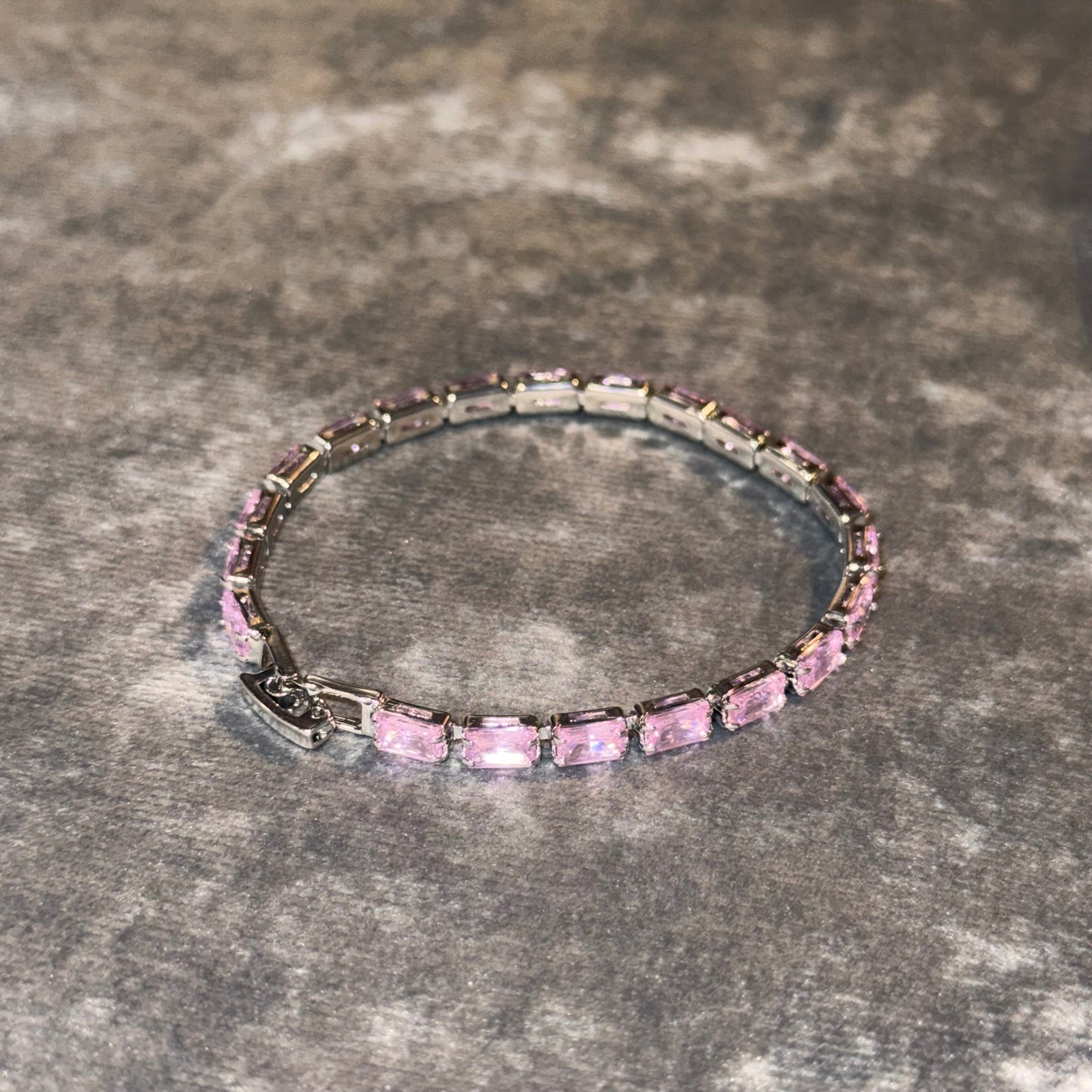 Pink Satin Horizon Tennis Bracelet