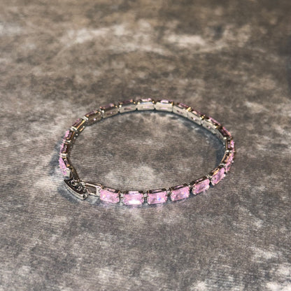 Pink Satin Horizon Tennis Bracelet