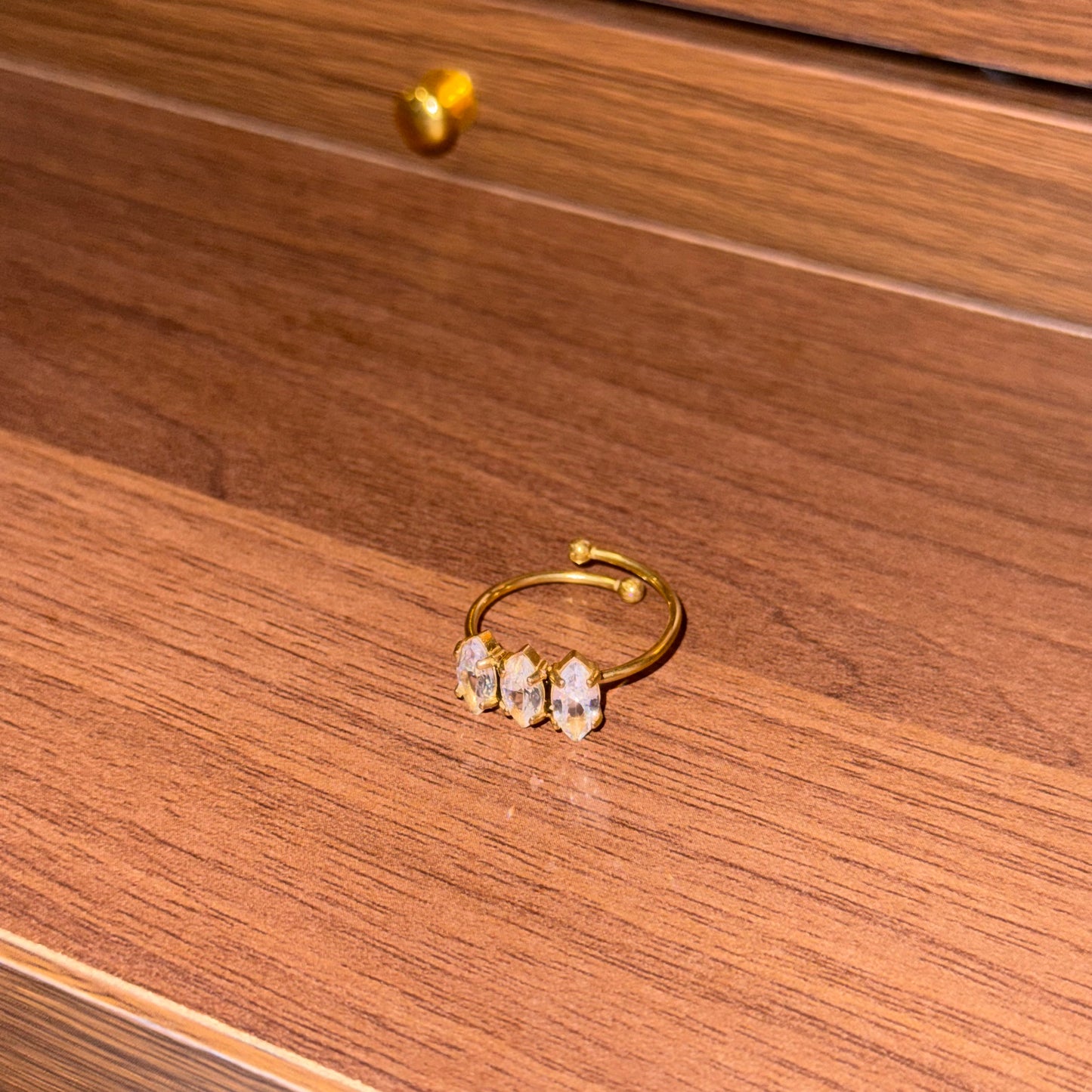 Crystal Petal Trio Ring