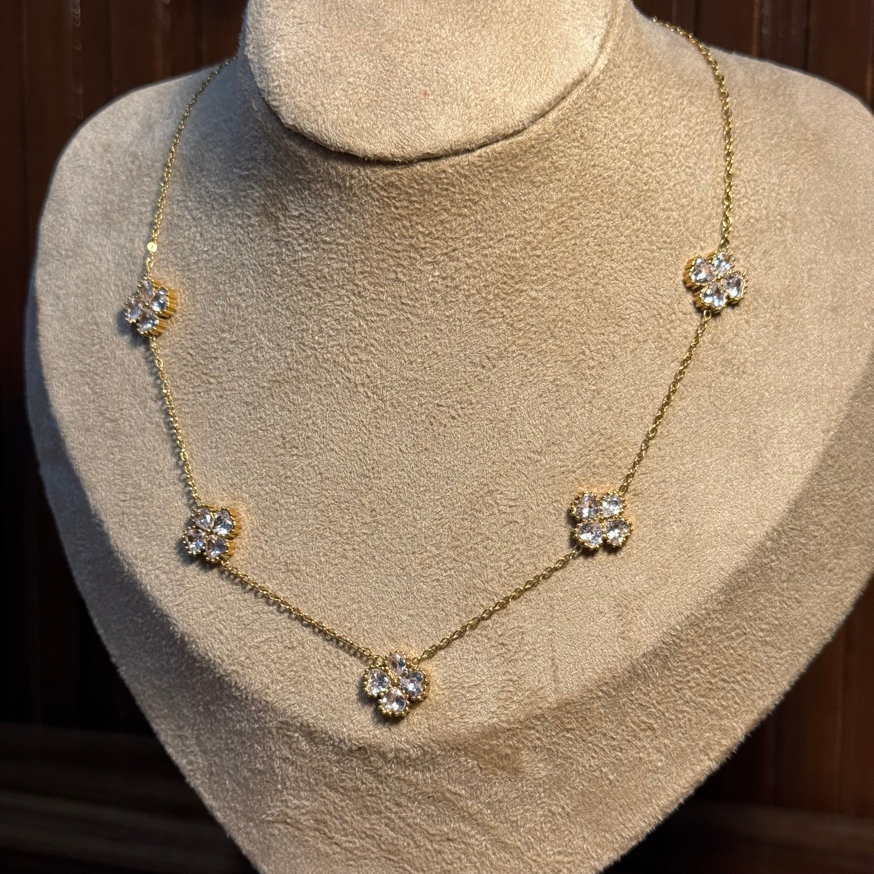 Penelope Studded Clover Necklace HOUSE OF LAILA