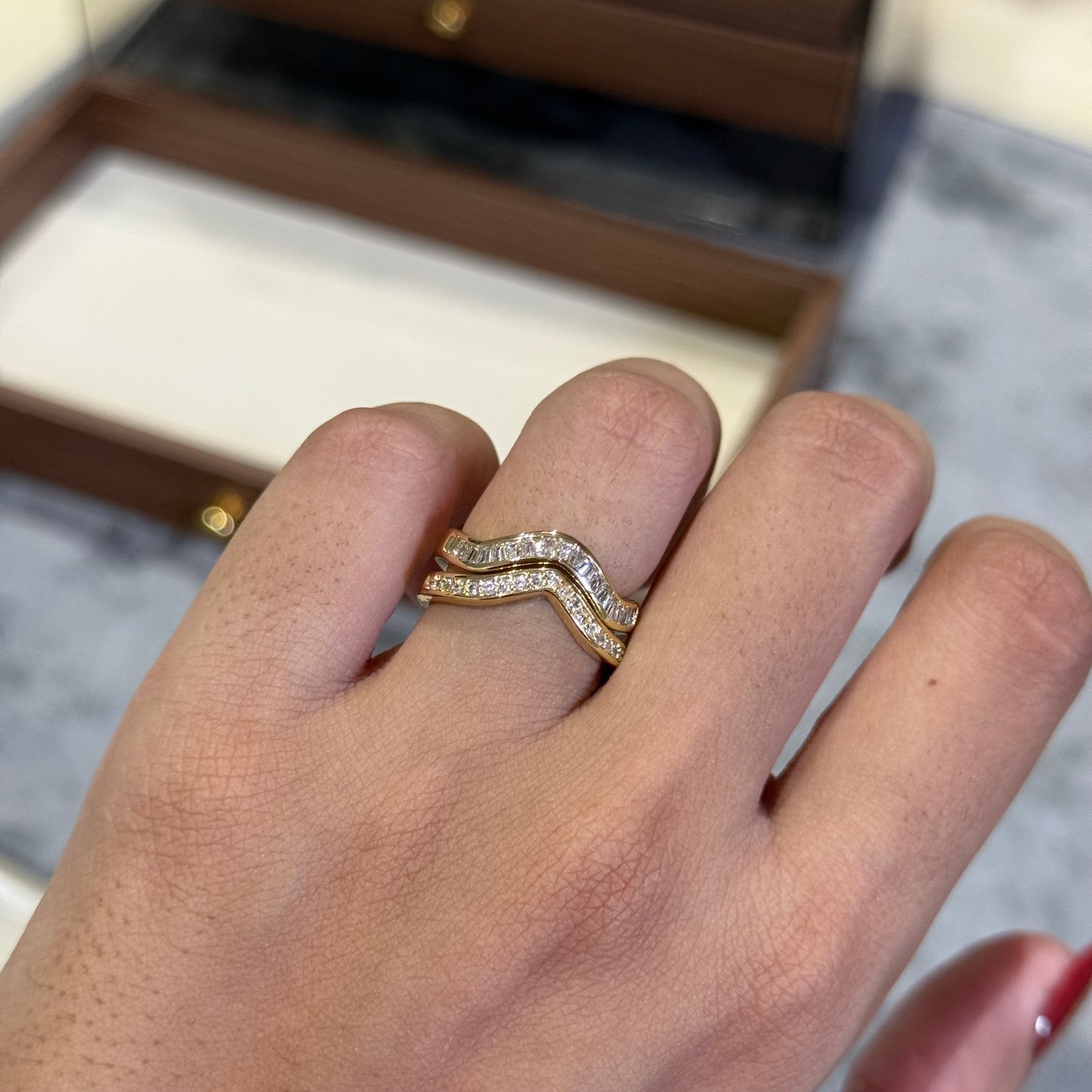 Clear Ripple Wave Ring