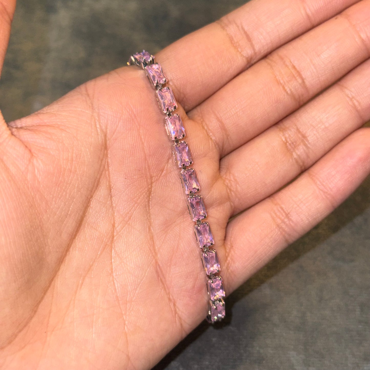 Pink Satin Horizon Tennis Bracelet