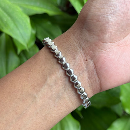 Beehive Silver Bangle