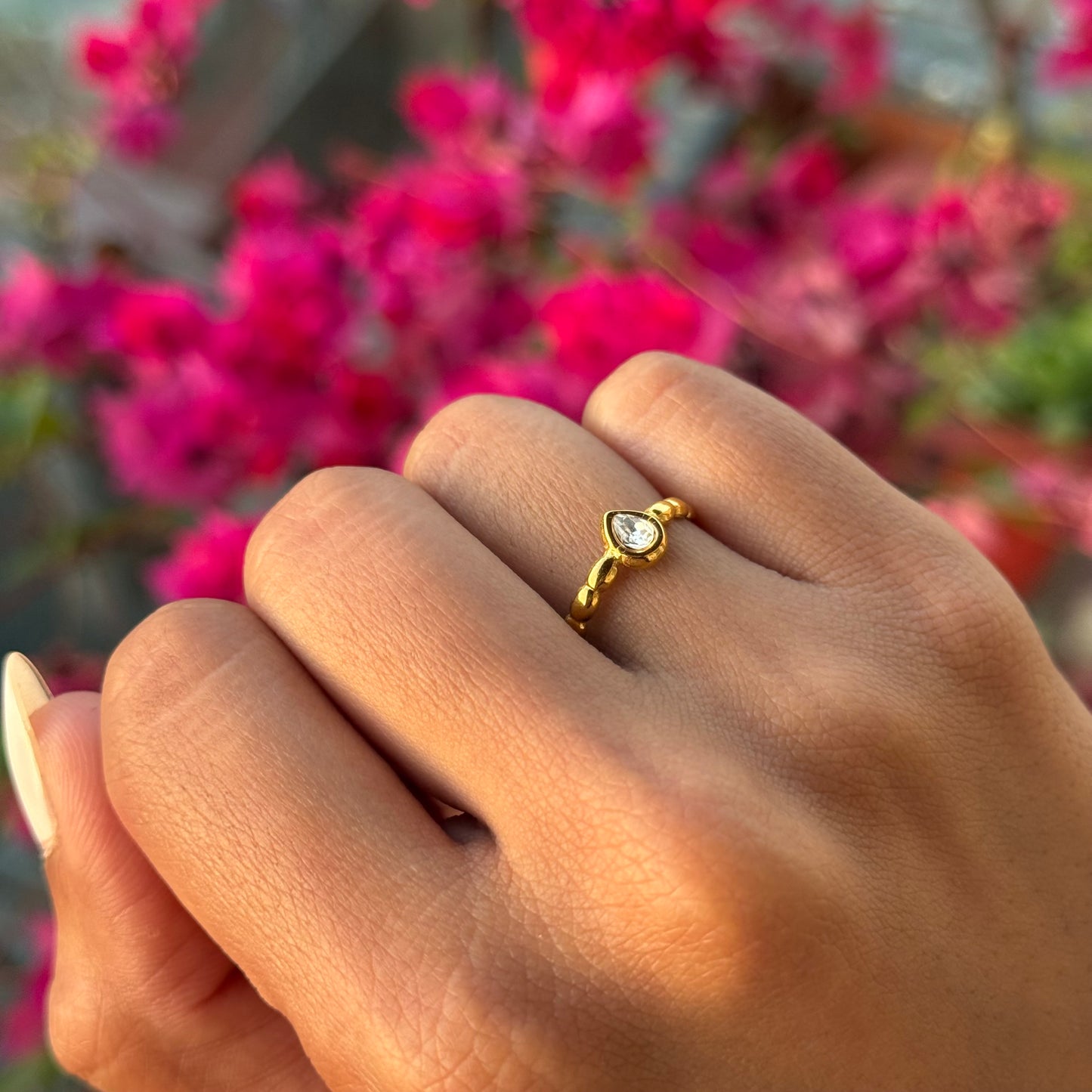 Beaded Raindrop Ring