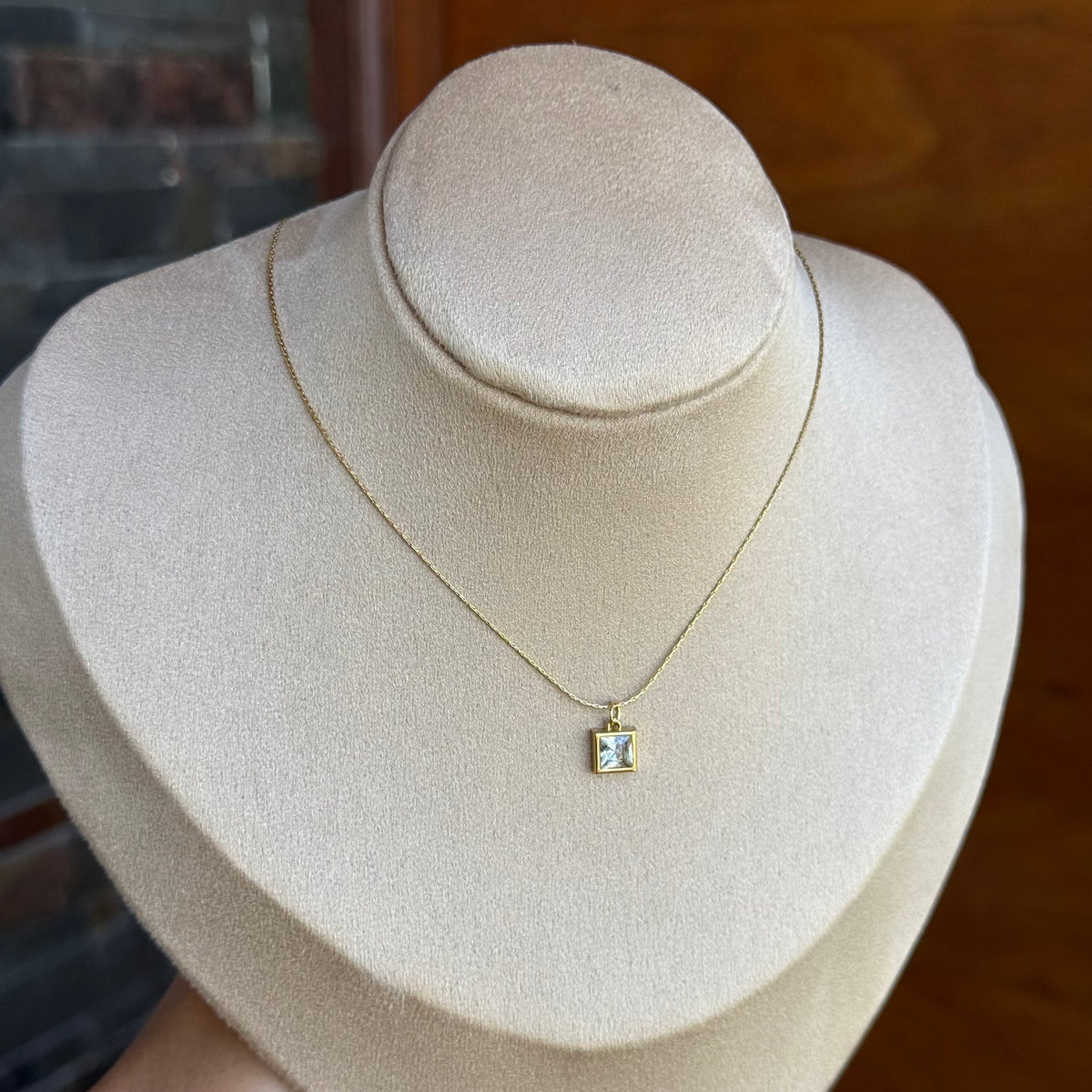 Classic Solitaire Square Necklace