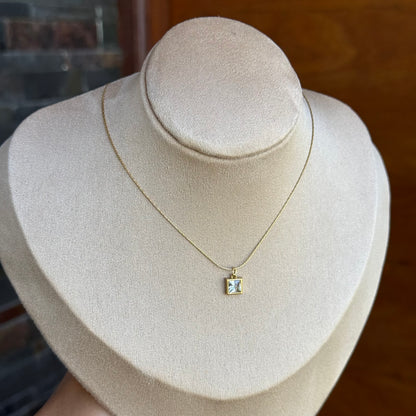 Classic Solitaire Square Necklace
