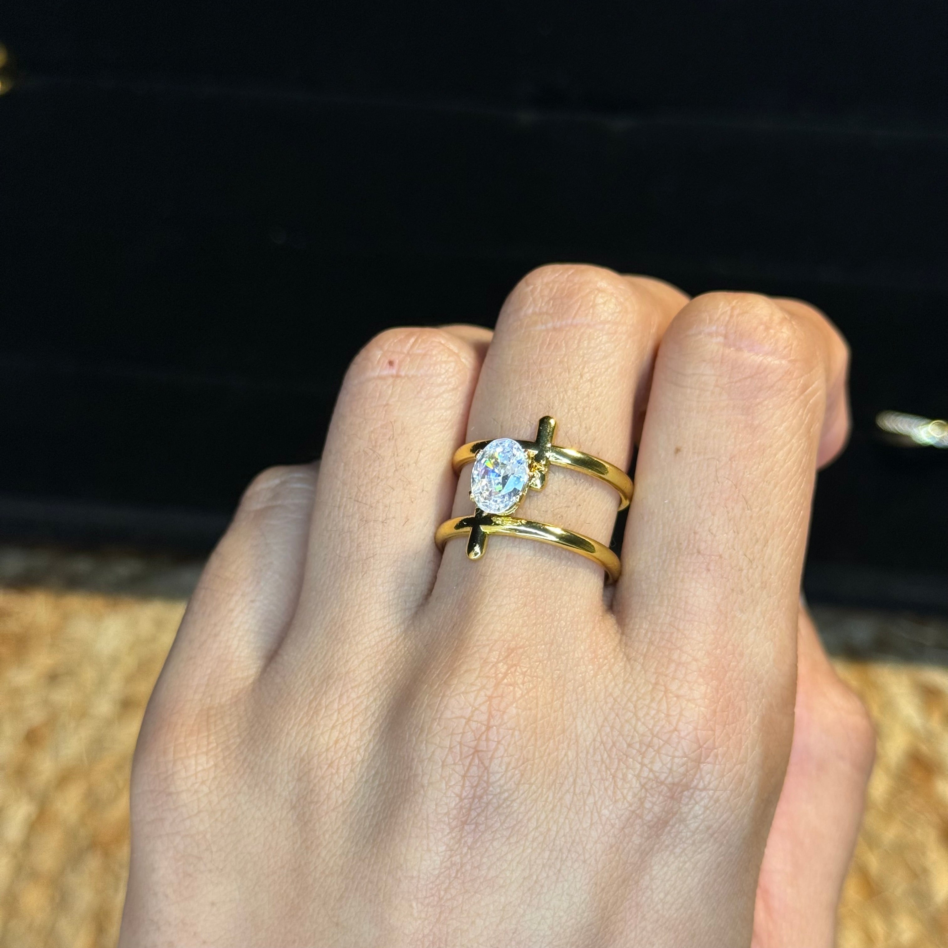 Cross Oval Solitaire Ring HOUSE OF LAILA