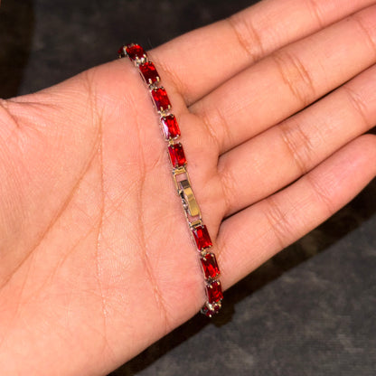 Crimson Horizon Baguette Tennis Bracelet