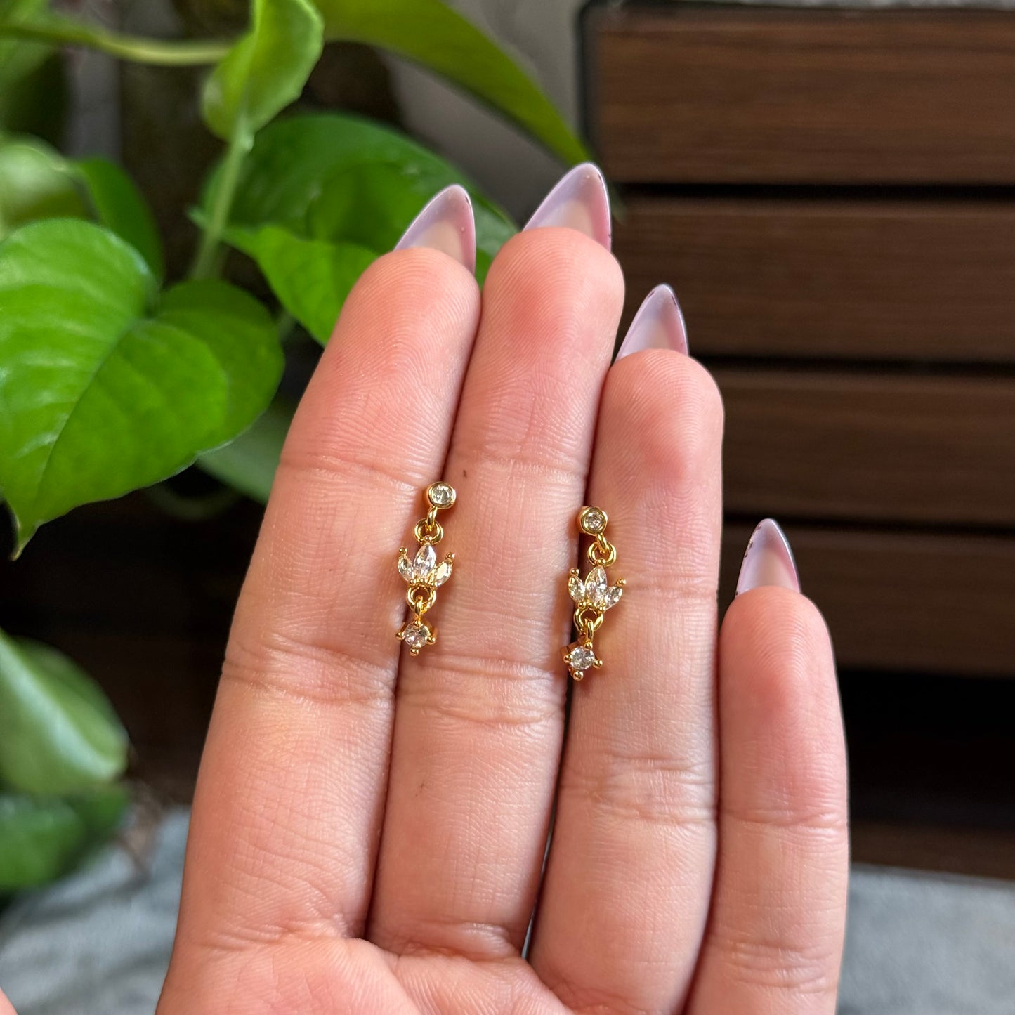 Flower Dangle Ball-Back Studs