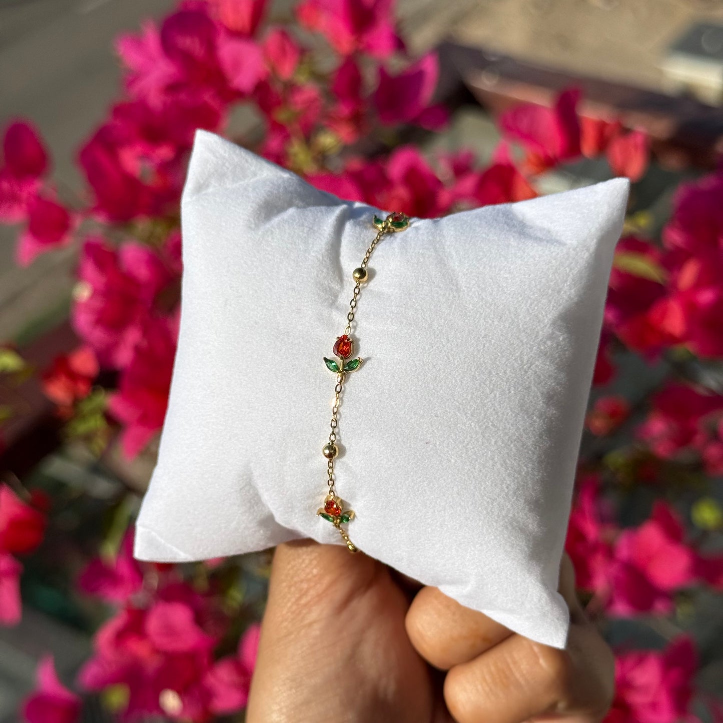 Scarlet Meadow Chain Bracelet