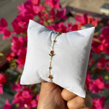 Scarlet Meadow Chain Bracelet