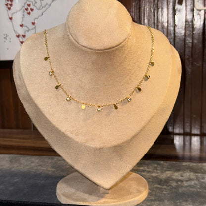 Dainty Studded Drop Necklace