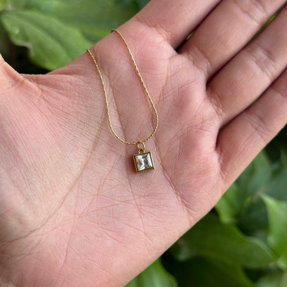 Classic Solitaire Square Necklace