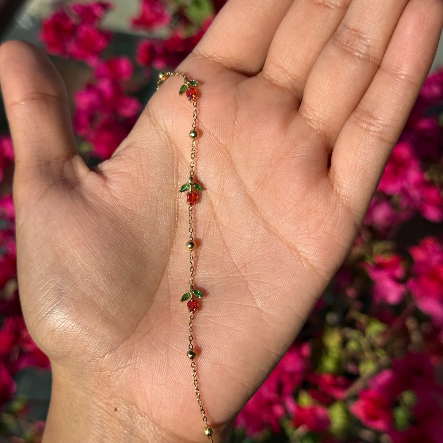 Scarlet Meadow Chain Bracelet