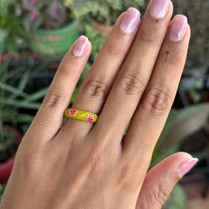 Green Floral Ring