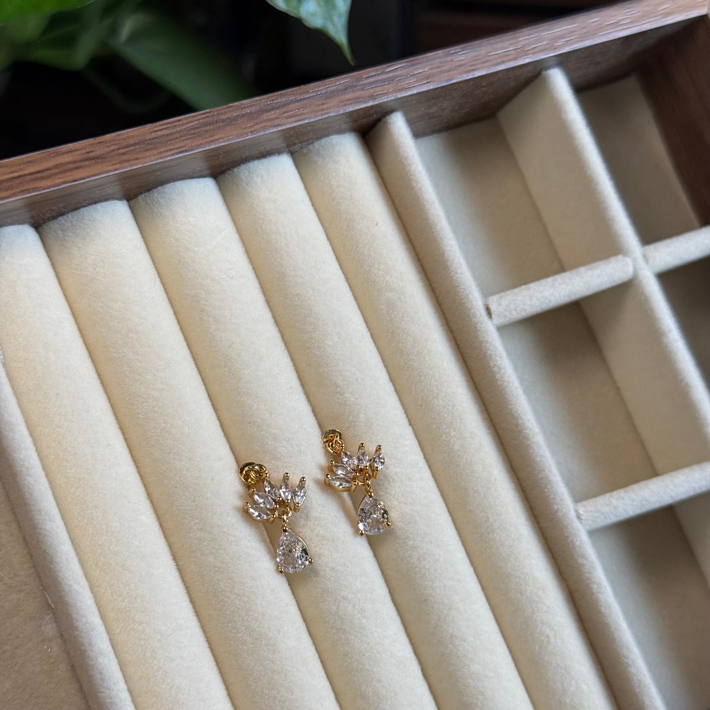 Crown Drop Dangle Ball-Back Studs
