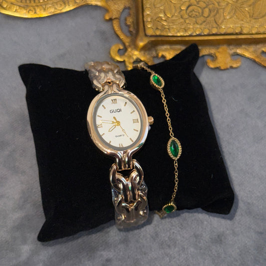 Ana Studded Chain Bracelet (Green)