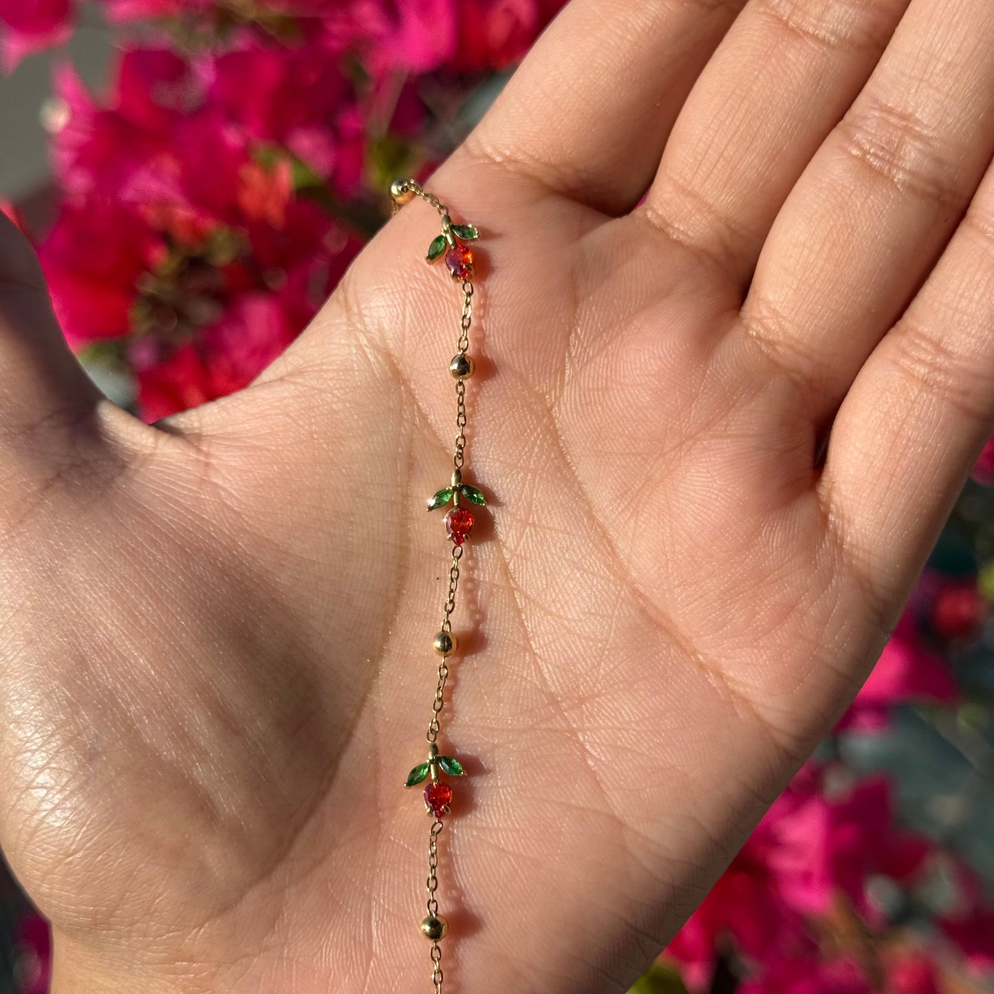 Scarlet Meadow Chain Bracelet