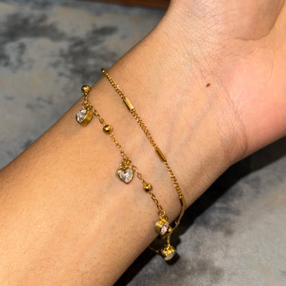 Cherished Heart Layered Chain Bracelet