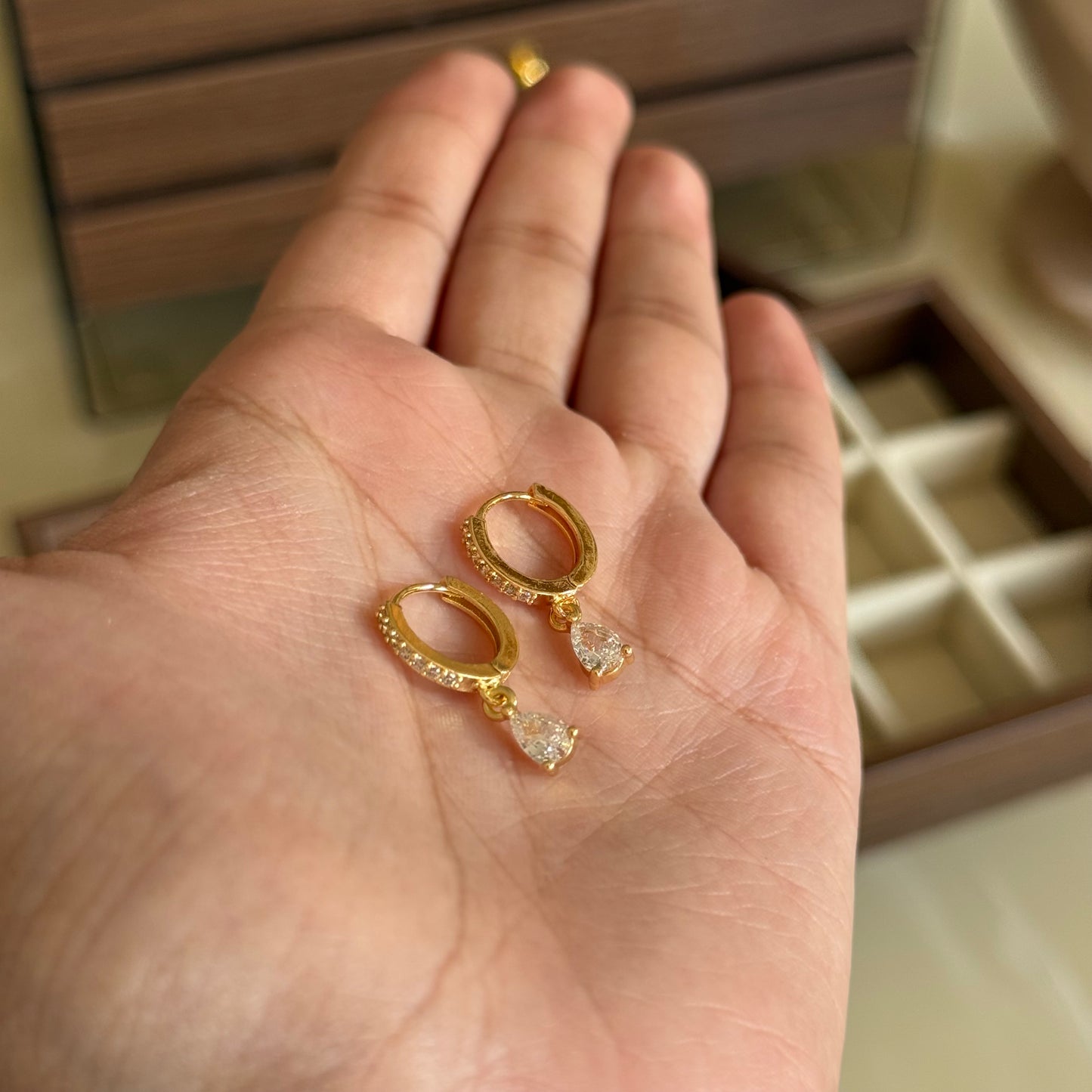 Dew-Drop Studded Hoops
