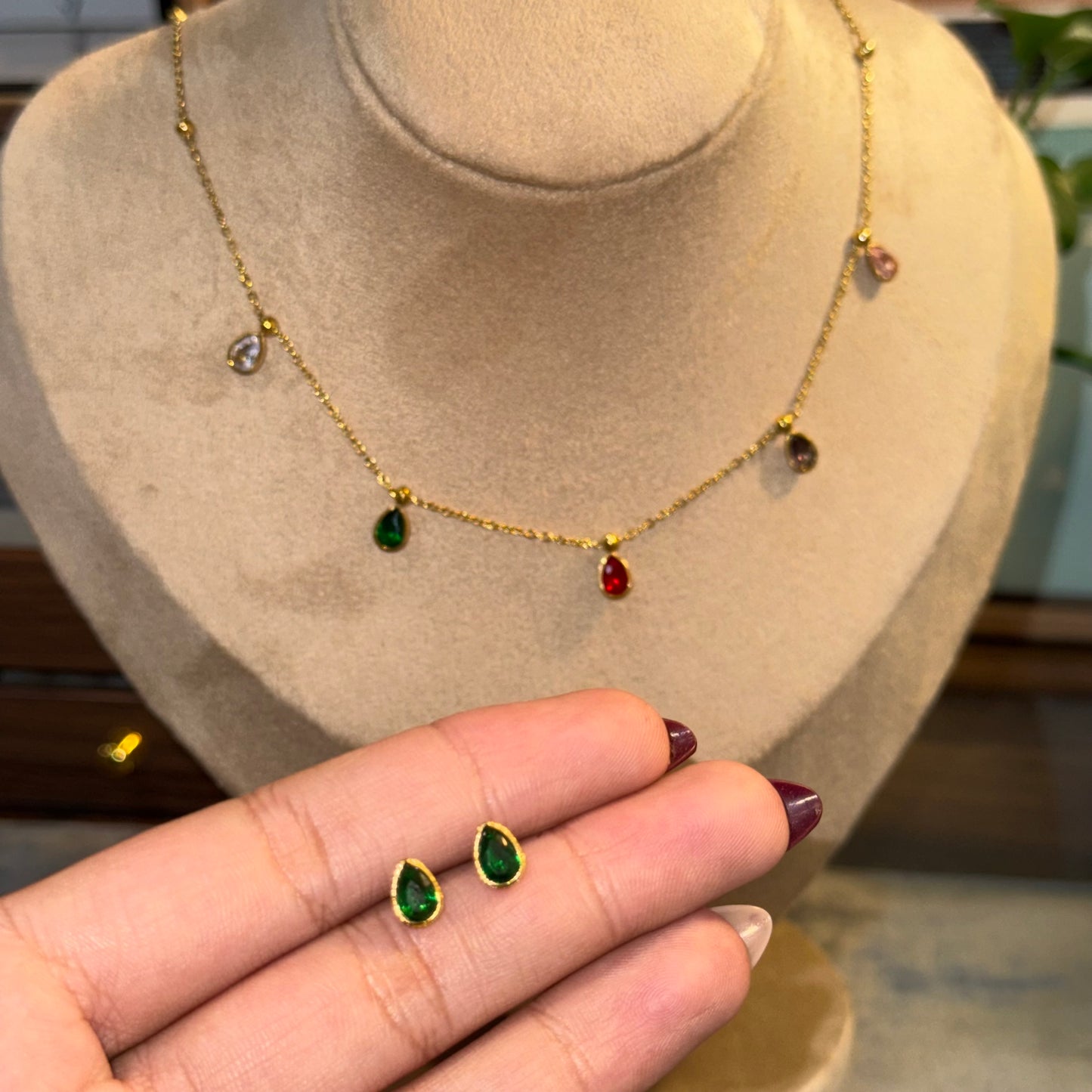 Spectrum Drop Necklace + Earring Set