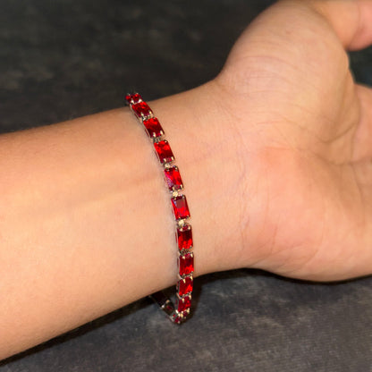 Crimson Horizon Baguette Tennis Bracelet